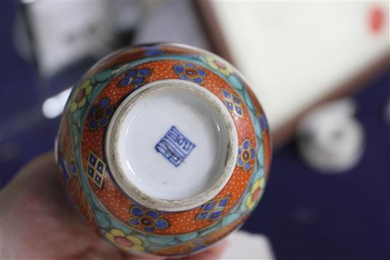 A Chinese Kangxi period clobbered bottle vase and a group of Japanese ceramics,